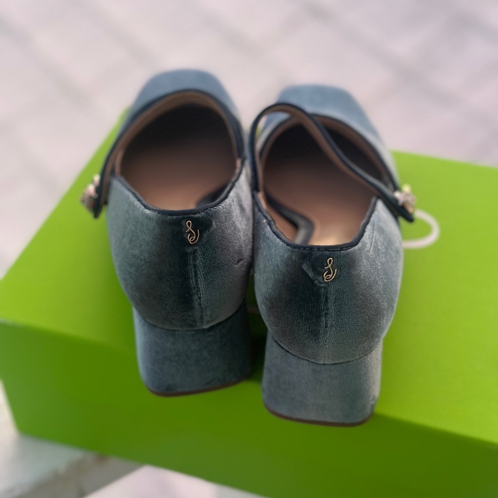 Sam Edelman Mary Jane Blue Velvet Pumps 7US - Picture 6 of 7